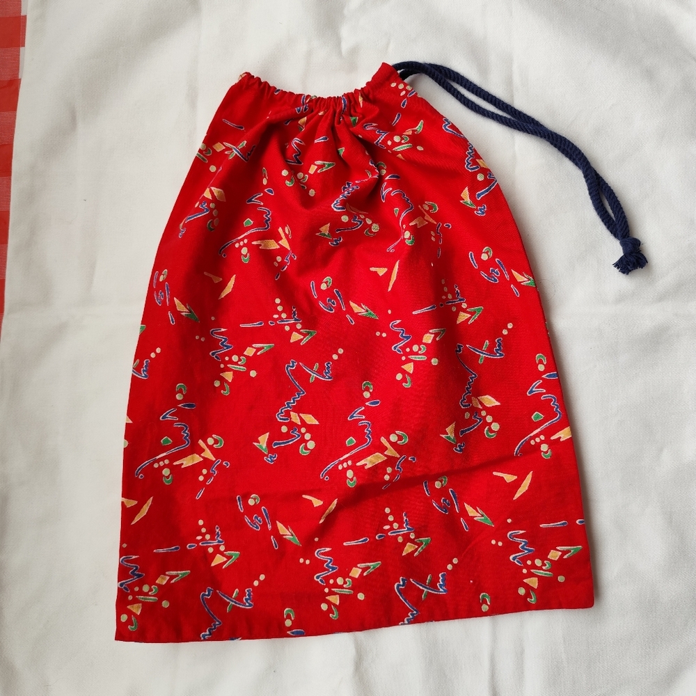3/$25💙Fabric Drawstring Bag 1990's Gift Bag 16" x 12"